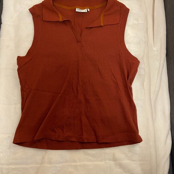 Frank And Oak Ribbed Polo Tank Top - Size XL - Deep Orange - Picture 1 of 4
